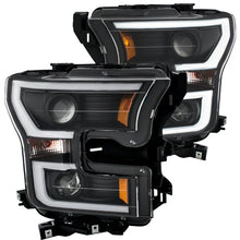Load image into Gallery viewer, ANZO 2015-2016 Ford F-150 Projector Headlights w/ Plank Style Design Black w/ Amber - Main Product View