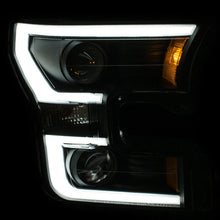 Load image into Gallery viewer, ANZO 2015-2016 Ford F-150 Projector Headlights w/ Plank Style Design Black w/ Amber - Side View