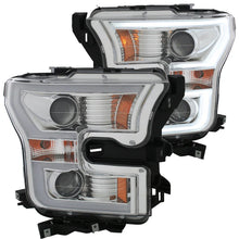 Load image into Gallery viewer, ANZO 2015-2016 Ford F-150 Projector Headlights w/ Plank Style Design Chrome w/ Amber - Main Product View