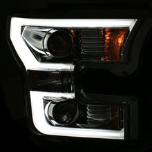 Load image into Gallery viewer, ANZO 2015-2016 Ford F-150 Projector Headlights w/ Plank Style Design Chrome w/ Amber - Side View