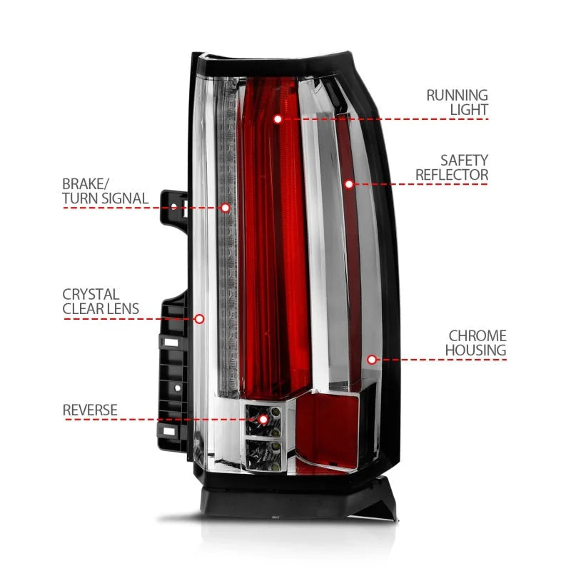 ANZO 2015-2017 Chevrolet Suburban/Tahoe LED Taillights Chrome - Additional View 7