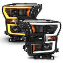 Load image into Gallery viewer, ANZO 2015-2017 Ford F-150 Projector Headlights w/ Plank Style Switchback Black w/ Amber - Additional View 7
