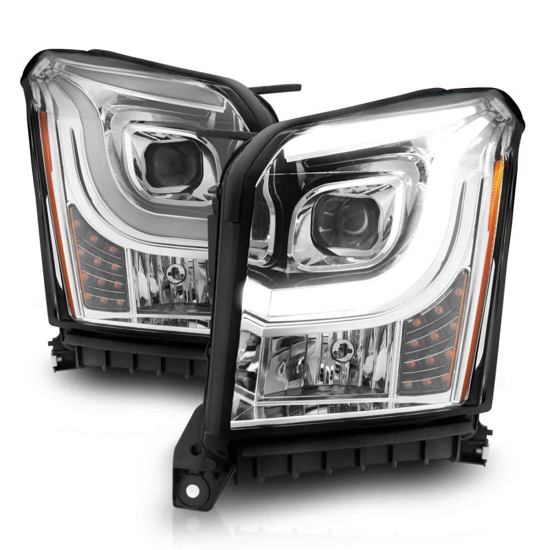ANZO 2015-2017 GMC Yukon XL Projector Headlights W Lightbar - Chrome/Amber - Additional View 5