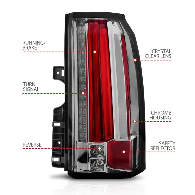 ANZO 2015-2017 GMC Yukon/Yukon XL LED Taillights Chrome - Additional View 7