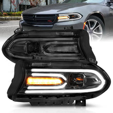 Load image into Gallery viewer, ANZO 2015-2018 Dodge Charger Projector Headlights Plank Style Black - Main Product View