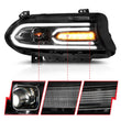 Load image into Gallery viewer, ANZO 2015-2018 Dodge Charger Projector Headlights Plank Style Black - Installation View