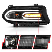 Load image into Gallery viewer, ANZO 2015-2018 Dodge Charger Projector Headlights Plank Style Black - Installation View