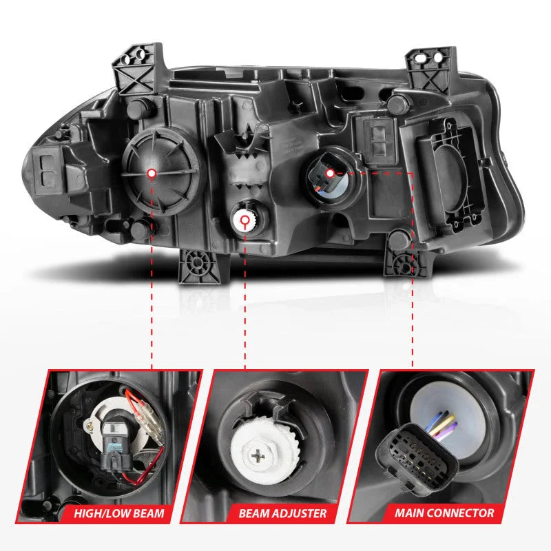 ANZO 2015-2018 Dodge Charger Projector Headlights Plank Style Black - Additional View 6