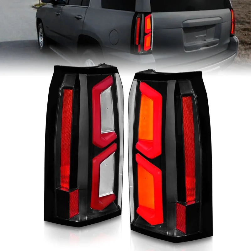 ANZO 2015-2020 Chevrolet Tahoe LED Tail Lights w/ Light Bar Black Housing Clear Lens - Main Product View