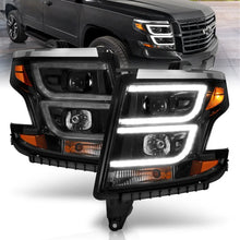 Load image into Gallery viewer, ANZO 2015-2020 Chevy Tahoe Projector Headlights Plank Style Black w/DRL - Main Product View