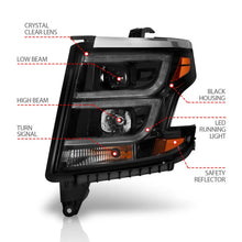 Load image into Gallery viewer, ANZO 2015-2020 Chevy Tahoe Projector Headlights Plank Style Black w/DRL - Additional View 5