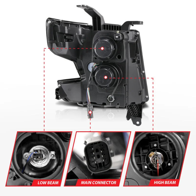 ANZO 2015-2020 Chevy Tahoe Projector Headlights Plank Style Black w/DRL - Additional View 6