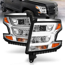 Load image into Gallery viewer, ANZO 2015-2020 Chevy Tahoe Projector Headlights Plank Style Chrome w/DRL - Main Product View