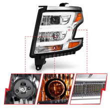 Load image into Gallery viewer, ANZO 2015-2020 Chevy Tahoe Projector Headlights Plank Style Chrome w/DRL - Side View