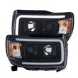 Load image into Gallery viewer, ANZO 2015+ GMC Canyon Projector Headlights w/ Plank Style Design Black w/ Amber - Side View