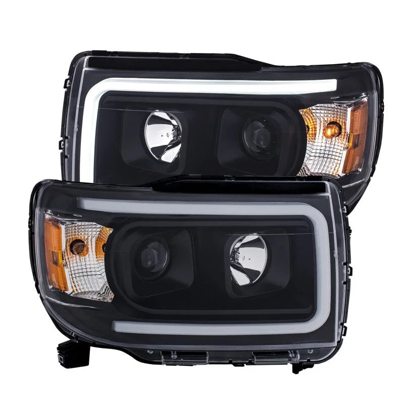 ANZO 2015+ GMC Canyon Projector Headlights w/ Plank Style Design Black w/ Amber - Side View