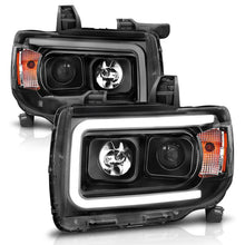 Load image into Gallery viewer, ANZO 2015+ GMC Canyon Projector Headlights w/ Plank Style Design Black w/ Amber - Back View