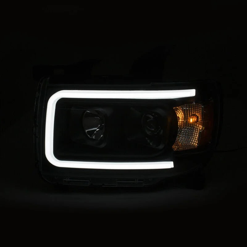 ANZO 2015+ GMC Canyon Projector Headlights w/ Plank Style Design Black w/ Amber - Installation View
