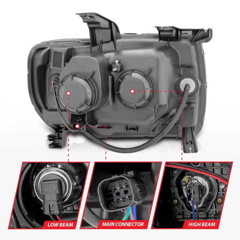 ANZO 2015+ GMC Canyon Projector Headlights w/ Plank Style Design Black w/ Amber - Additional View 9