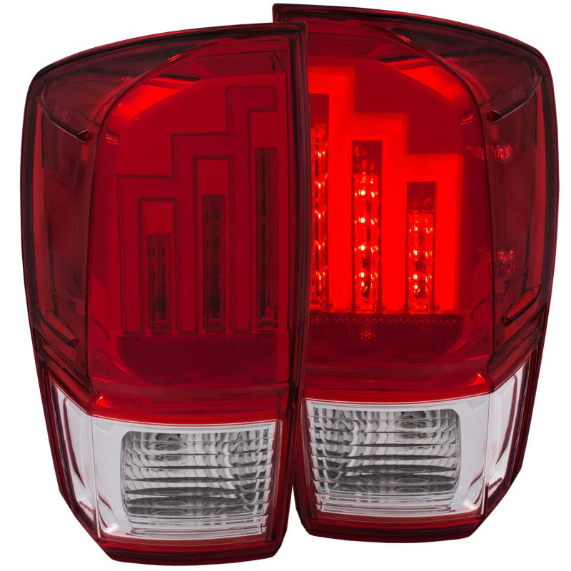 ANZO 2016-2017 Toyota Tacoma LED Taillights Red/Clear - Main Product View