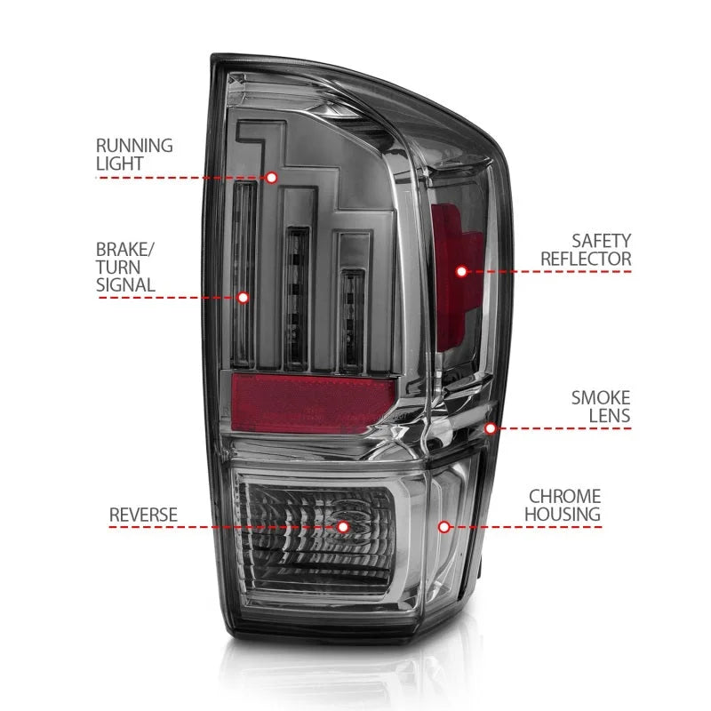 ANZO 2016-2017 Toyota Tacoma LED Taillights Smoke - Additional View 8