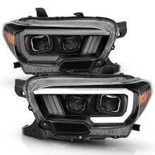 Load image into Gallery viewer, ANZO 2016-2017 Toyota Tacoma Projector Headlights w/ Plank Style Design Black/Amber w/ DRL - Main Product View