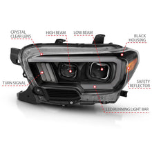 Load image into Gallery viewer, ANZO 2016-2017 Toyota Tacoma Projector Headlights w/ Plank Style Design Black/Amber w/ DRL - Additional View 5