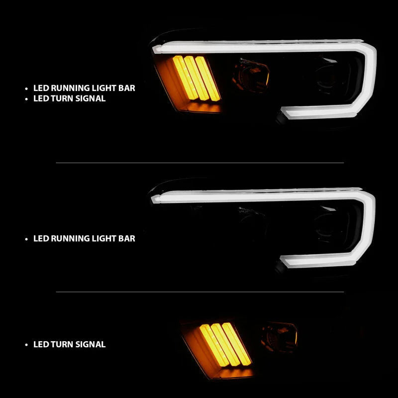 ANZO 2016-2017 Toyota Tacoma Projector Headlights w/ Plank Style Design Black/Amber w/ DRL - Additional View 6