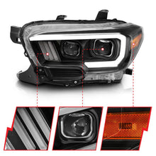 Load image into Gallery viewer, ANZO 2016-2017 Toyota Tacoma Projector Headlights w/ Plank Style Switchback Black w/ Amber - Back View