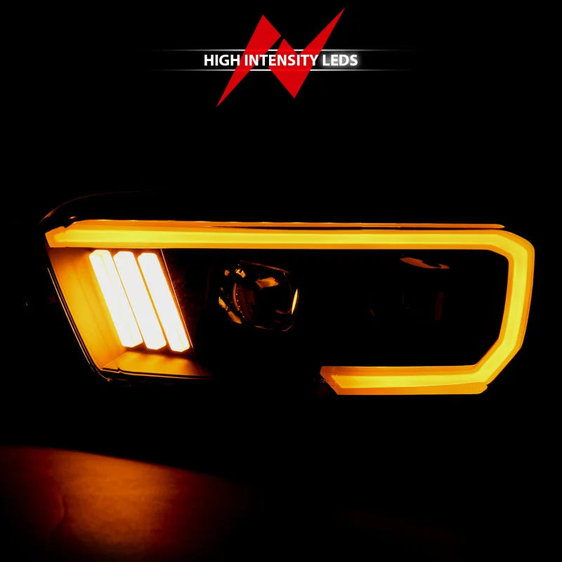 ANZO 2016-2017 Toyota Tacoma Projector Headlights w/ Plank Style Switchback Black w/ Amber - Additional View 7