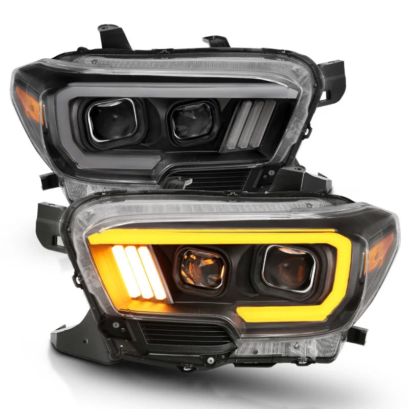 ANZO 2016-2017 Toyota Tacoma Projector Headlights w/ Plank Style Switchback Black w/ Amber - Additional View 9