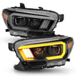 Load image into Gallery viewer, ANZO 2016-2017 Toyota Tacoma Projector Headlights w/ Plank Style Switchback Black w/ Amber w/ DRL - Back View