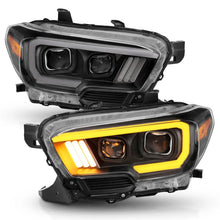 Load image into Gallery viewer, ANZO 2016-2017 Toyota Tacoma Projector Headlights w/ Plank Style Switchback Black w/ Amber w/ DRL - Back View