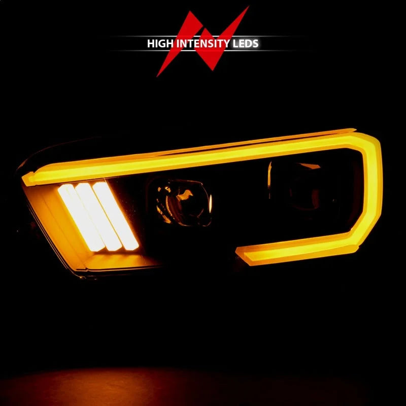 ANZO 2016-2017 Toyota Tacoma Projector Headlights w/ Plank Style Switchback Black w/ Amber w/ DRL - Additional View 6