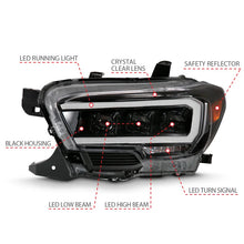 Load image into Gallery viewer, ANZO 2016-2018 Toyota Tacoma LED Projector Headlights Plank Style Black w/ Amber - Installation View