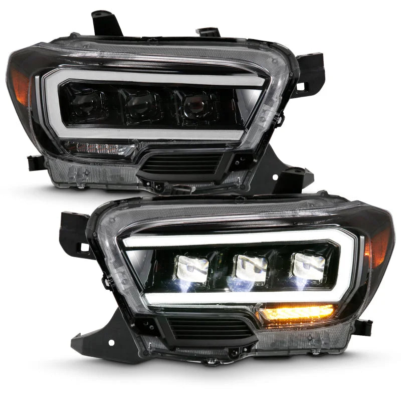 ANZO 2016-2018 Toyota Tacoma LED Projector Headlights Plank Style Black w/ Amber - Additional View 6
