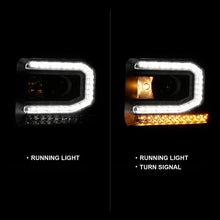 Load image into Gallery viewer, ANZO 2016-2019 Gmc Sierra 1500 Projector Headlight Plank Style Black w/ Sequential Amber Signal - Back View