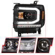Load image into Gallery viewer, ANZO 2016-2019 Gmc Sierra 1500 Projector Headlight Plank Style Black w/ Sequential Amber Signal - Additional View 7