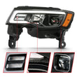 Load image into Gallery viewer, ANZO 2017-2018 Jeep Grand Cherokee Projector Headlights w/ Plank Style Switchback - Black w/ Amber - Installation View