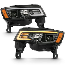 Load image into Gallery viewer, ANZO 2017-2018 Jeep Grand Cherokee Projector Headlights w/ Plank Style Switchback - Black w/ Amber - Additional View 5