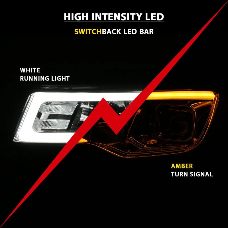ANZO 2017-2018 Jeep Grand Cherokee Projector Headlights w/ Plank Style Switchback - Chrome w/ Amber - Installation View