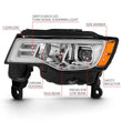 Load image into Gallery viewer, ANZO 2017-2018 Jeep Grand Cherokee Projector Headlights w/ Plank Style Switchback - Chrome w/ Amber - Additional View 7
