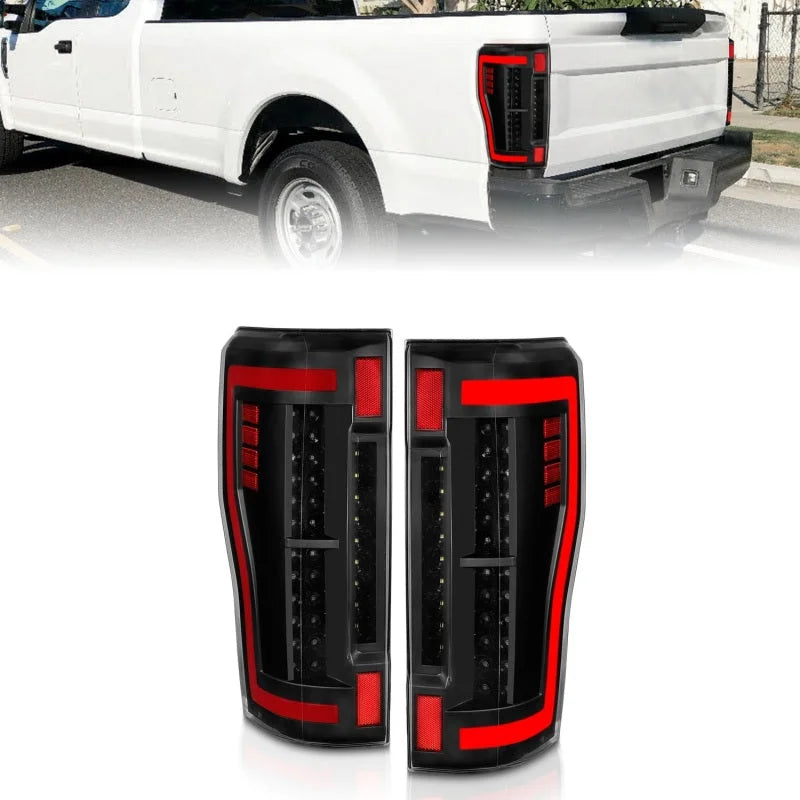 ANZO 2017+ Ford F-250 LED Taillights - Black/Clear - Main Product View