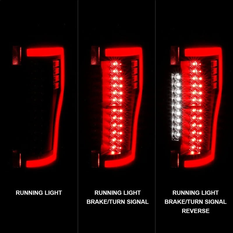 ANZO 2017+ Ford F-250 LED Taillights - Black/Clear - Installation View