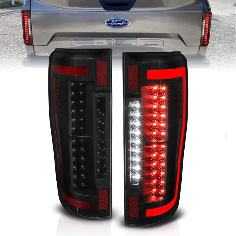 ANZO 2017+ Ford F-250 LED Taillights - Black/Smoke - Side View