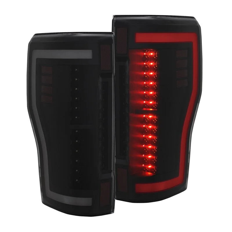 ANZO 2017+ Ford F-250 LED Taillights - Black/Smoke - Installation View