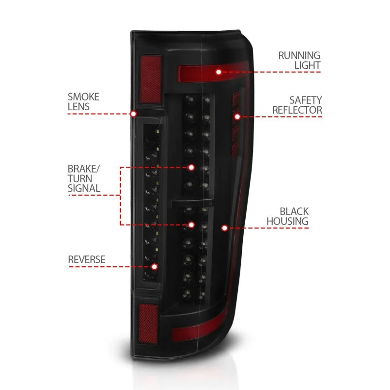 ANZO 2017+ Ford F-250 LED Taillights - Black/Smoke - Additional View 5