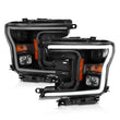 Load image into Gallery viewer, ANZO 2018-2019 Ford F-150 Projector Plank Style H.L. Black Amber (Without Switchback) - Side View