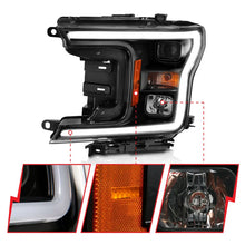 Load image into Gallery viewer, ANZO 2018-2019 Ford F-150 Projector Plank Style H.L. Black Amber (Without Switchback) - Back View