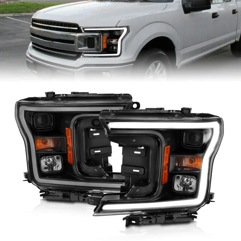 ANZO 2018-2019 Ford F-150 Projector Plank Style H.L. Black Amber (Without Switchback) - Additional View 5